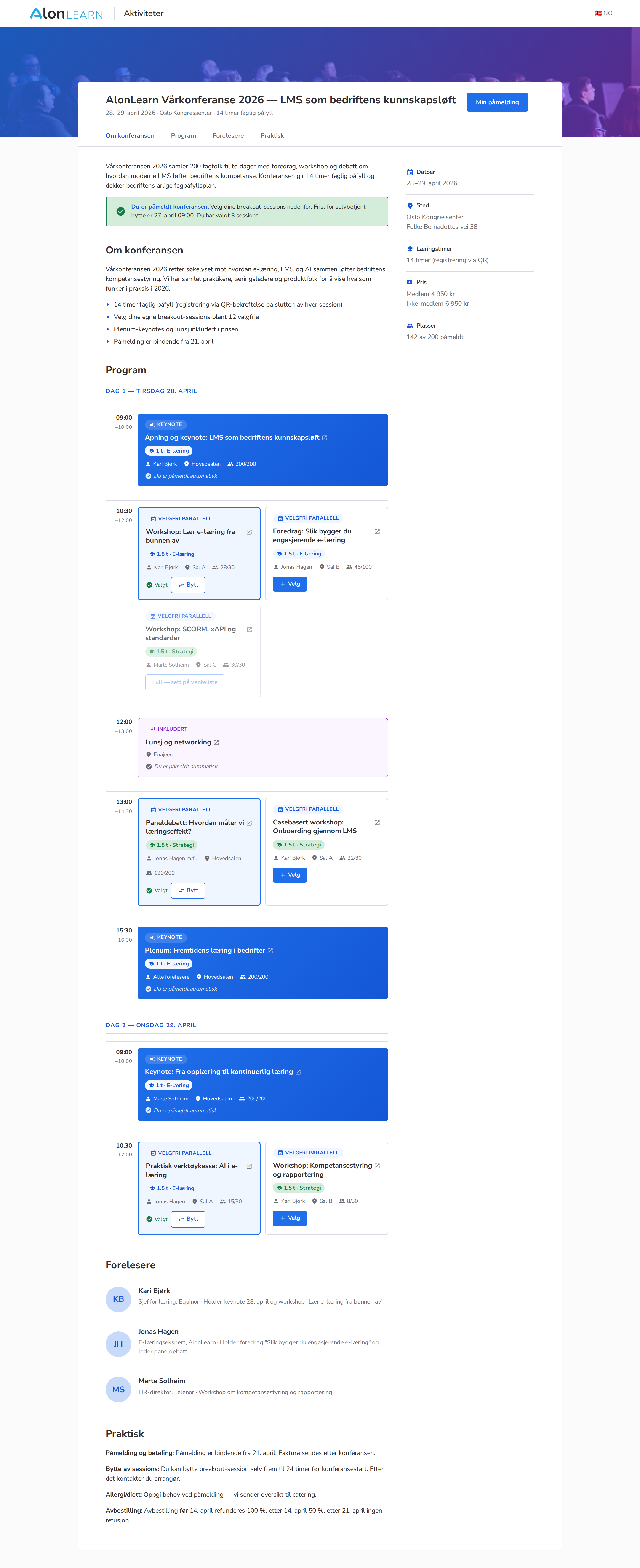AlonLearn konferanse-program